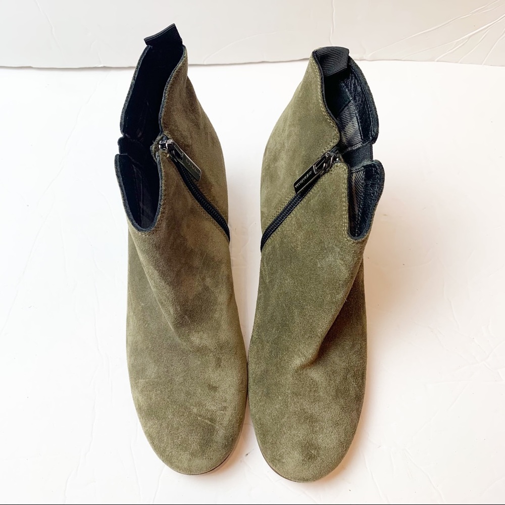 Aquatalia | size 7, fits like 6.5 Famous Army Green Suede Ankle Boots - Picture 3 of 10